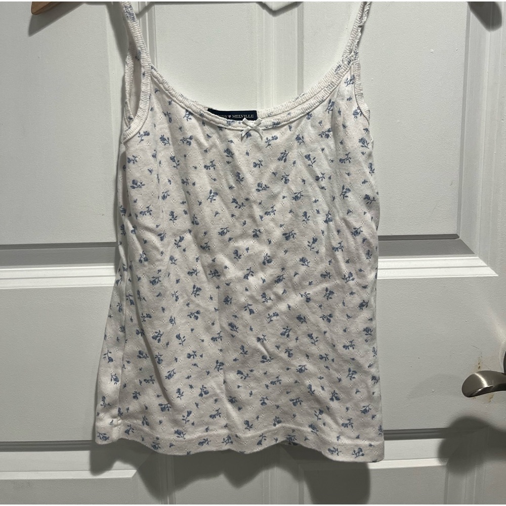 brandy melville blue floral tank top